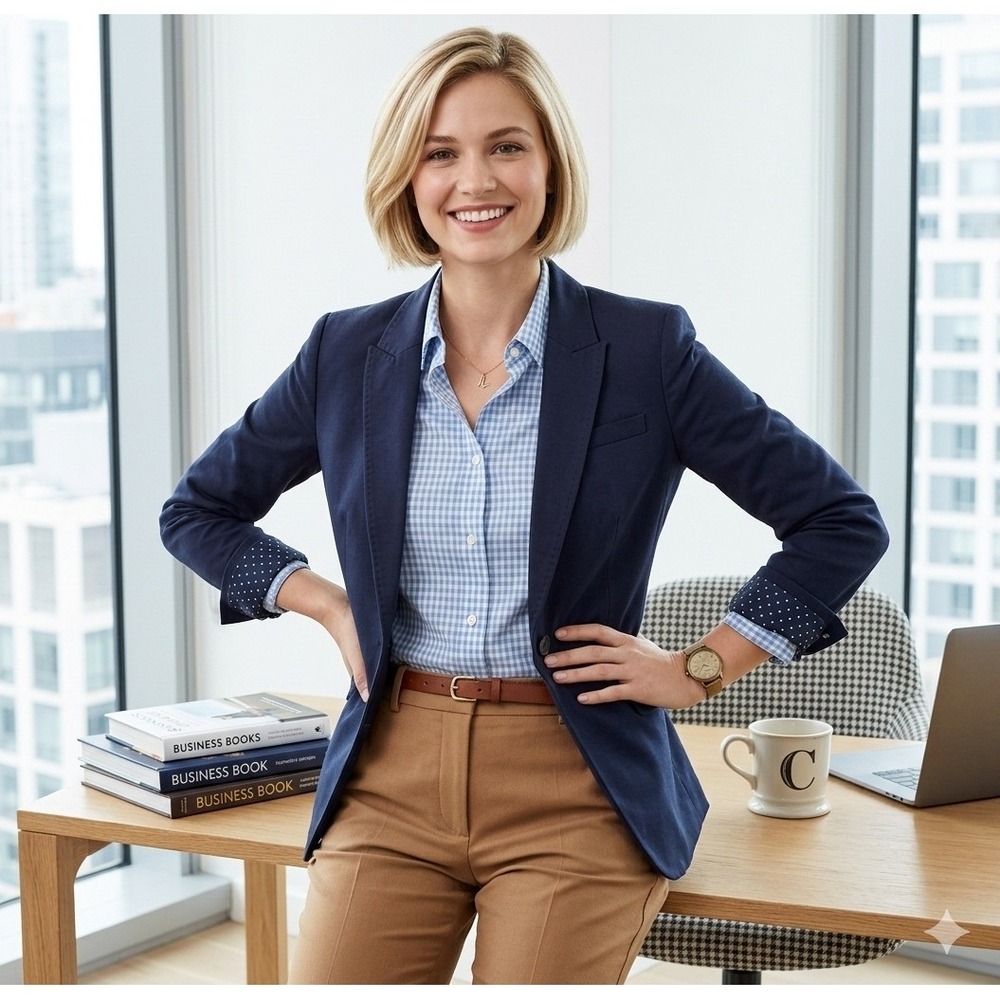 H&M Womens Blazer US 12 Navy One Button Career Office Business Casual Jacket